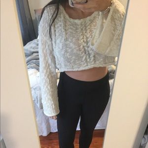 Cropped LF sweater cream with bell sleeves